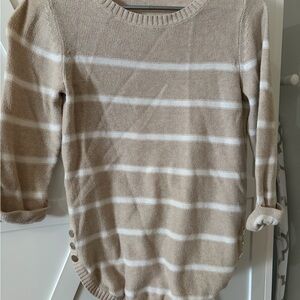 Reitmans Beige and White Striped Sweater